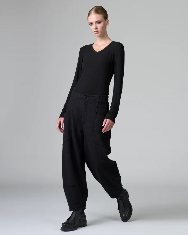Transit Trousers in Boiled Wool Black-Transit-Thistle Hill
