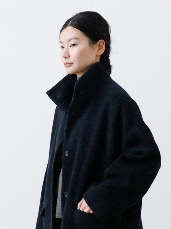 Evam Eva Renew Wool Stand Short Coat Charcoal-Evam Eva-Thistle Hill