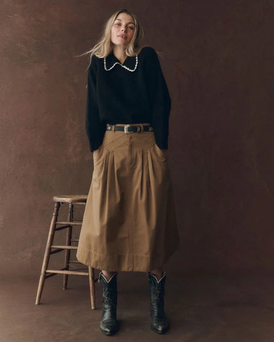 The Great The Crochet Collar Pullover Black with Soft White-The Great-Thistle Hill