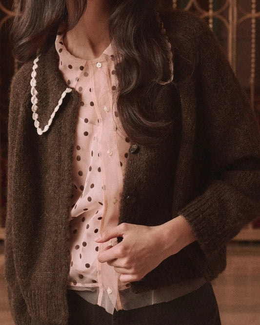 The Great Crotchet Collar Cardigan Chocolate Brown-The Great-Thistle Hill