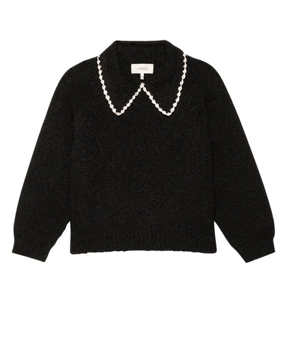 The Great The Crochet Collar Pullover Black with Soft White-The Great-Thistle Hill