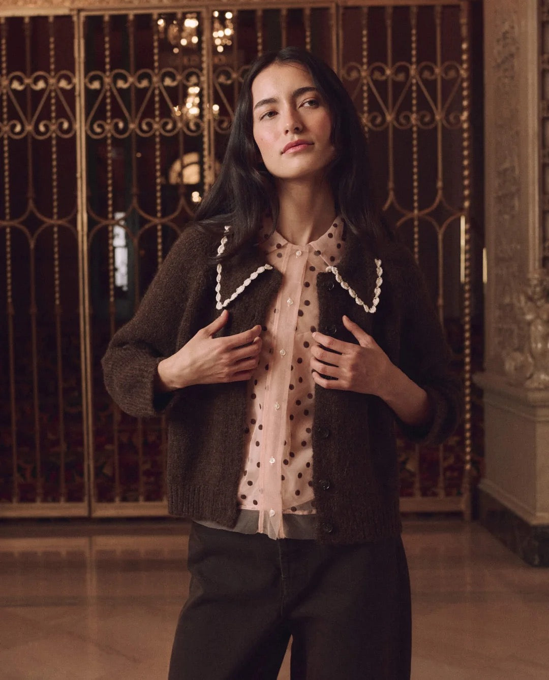 The Great Crotchet Collar Cardigan Chocolate Brown-The Great-Thistle Hill