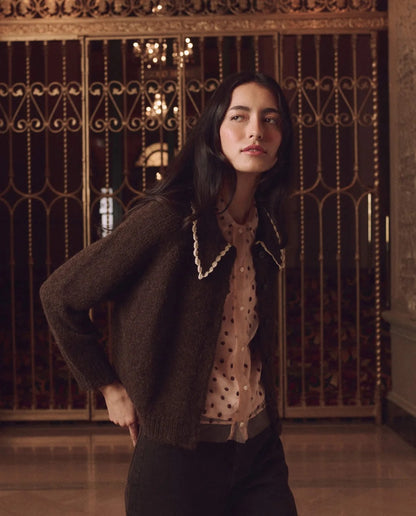 The Great Crotchet Collar Cardigan Chocolate Brown-The Great-Thistle Hill
