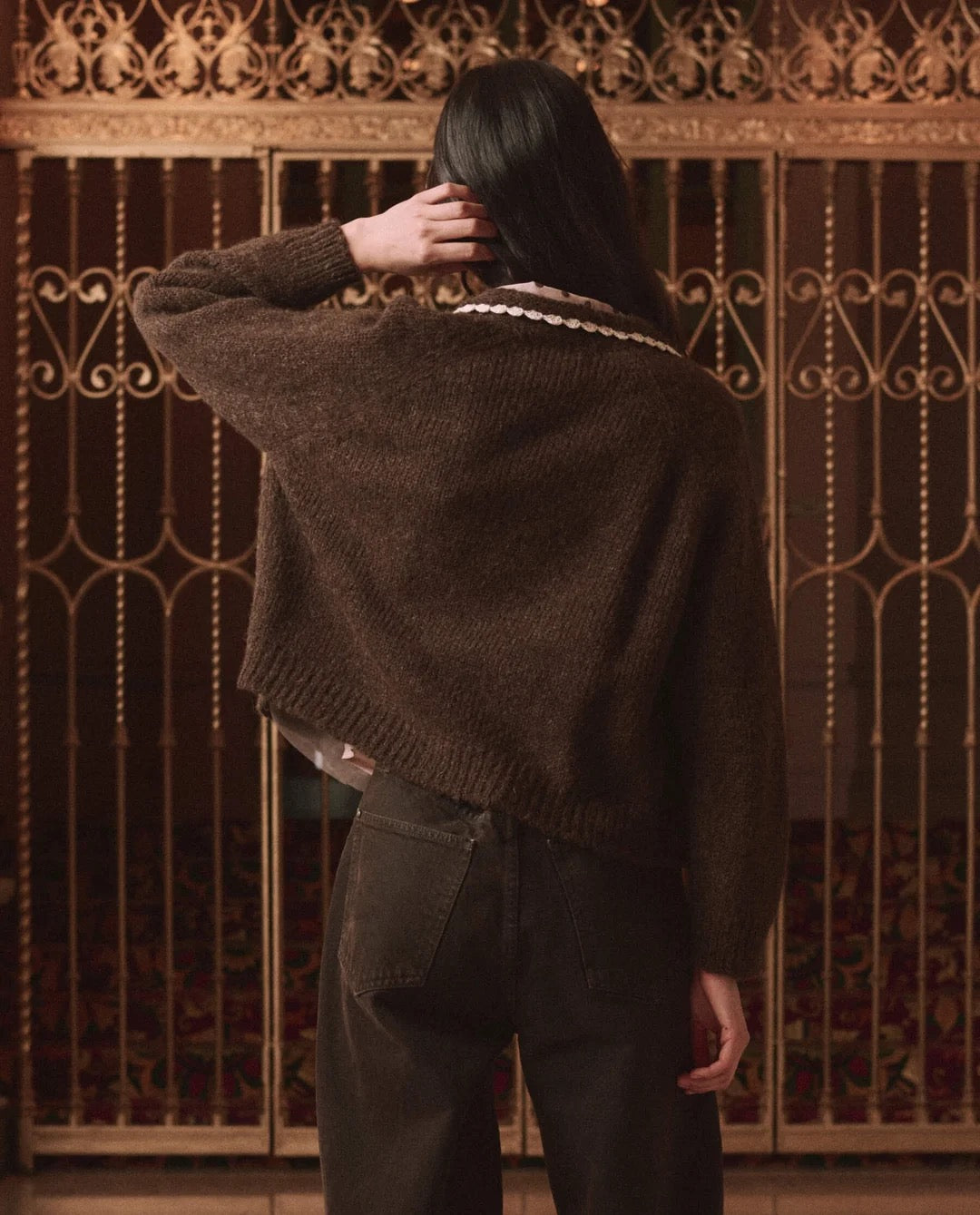The Great Crotchet Collar Cardigan Chocolate Brown-The Great-Thistle Hill