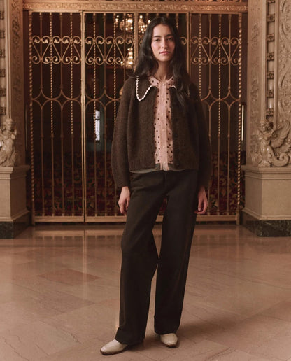 The Great Crotchet Collar Cardigan Chocolate Brown-The Great-Thistle Hill