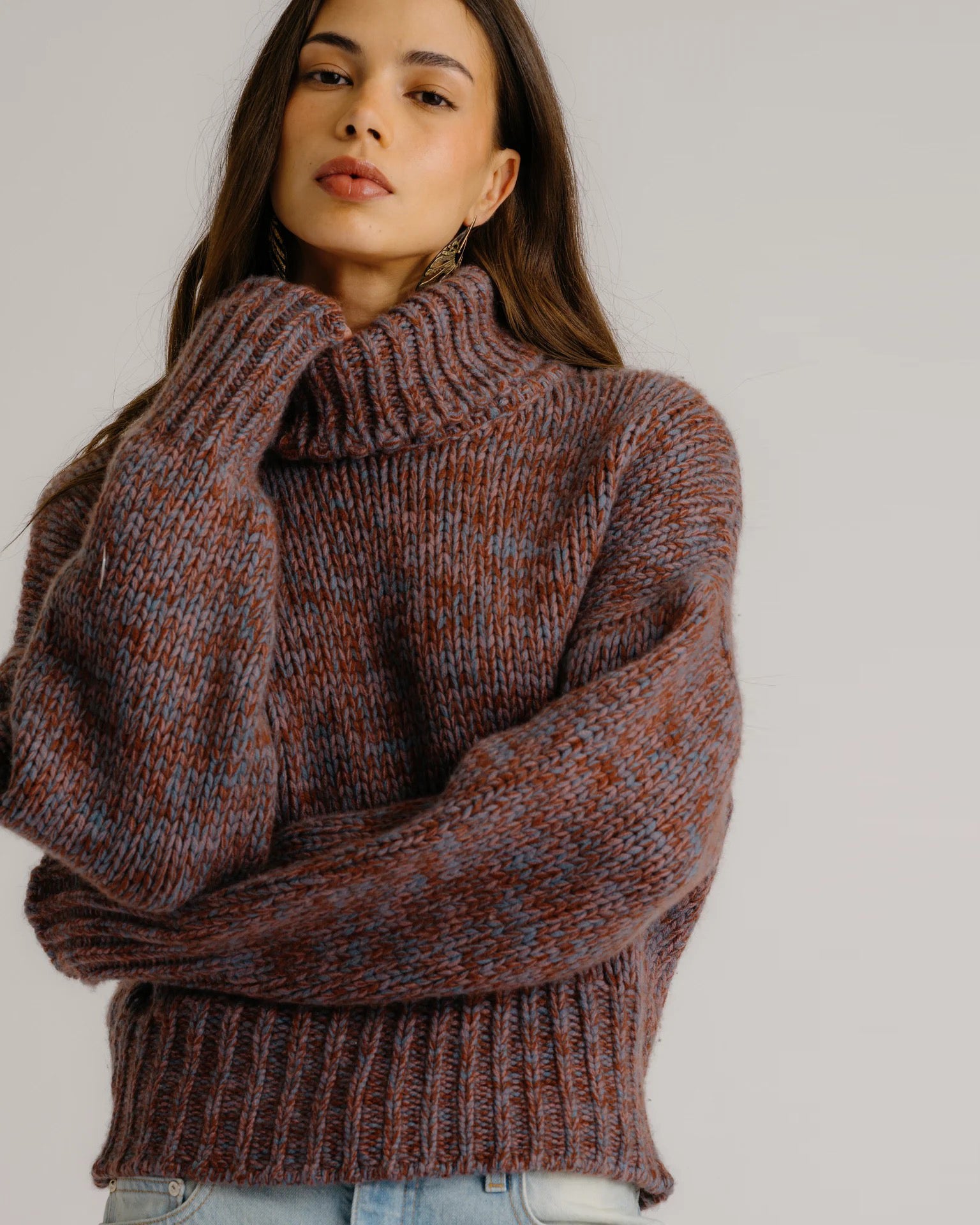 Sablyn Darcey Cropped Slouchy Turtleneck Mahogany-Sablyn-Thistle Hill