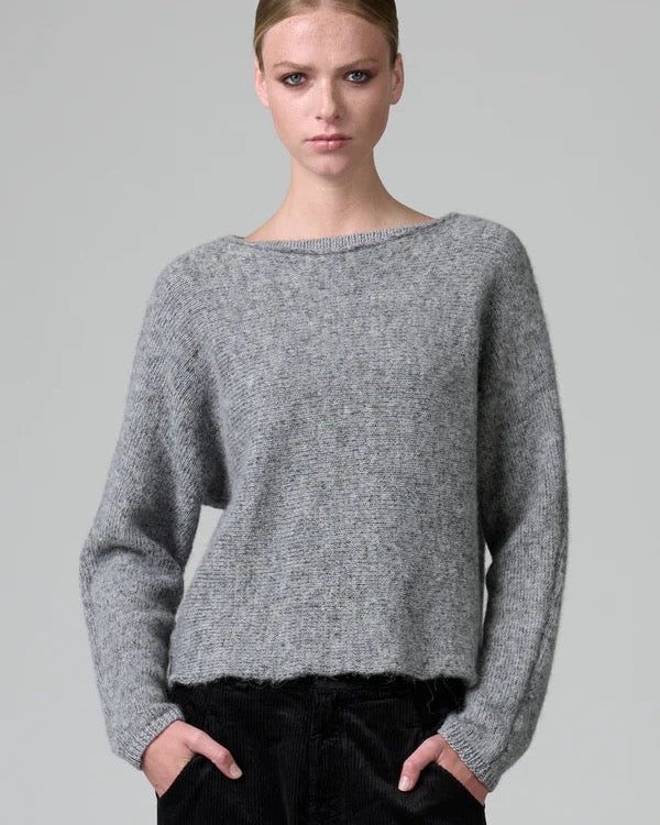 Transit Alpaca-blend Oversize Boatneck Knit Sweater Grey-Transit-Thistle Hill