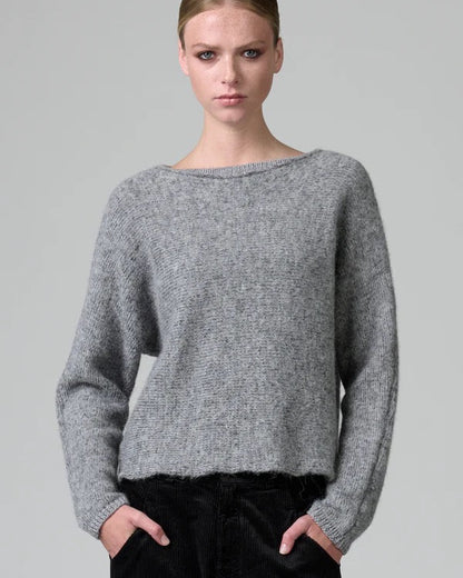 Transit Alpaca-blend Oversize Boatneck Knit Sweater Grey-Transit-Thistle Hill