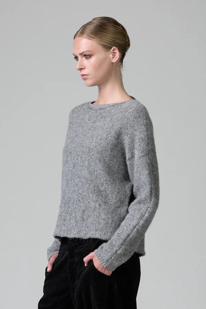 Transit Alpaca-blend Oversize Boatneck Knit Sweater Grey-Transit-Thistle Hill