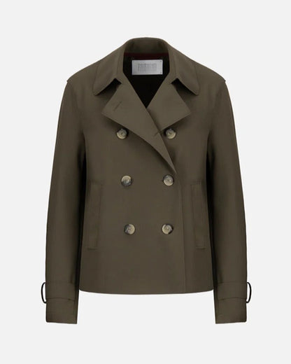 Harris Wharf London Cropped Trench Scuba Dark Khaki-Harris Wharf London-Thistle Hill