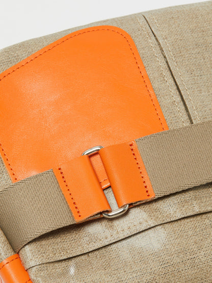 Jack Gomme Paris Petit Gaby Linen Satchel Natural + Orange-Jack Gomme Paris-Thistle Hill