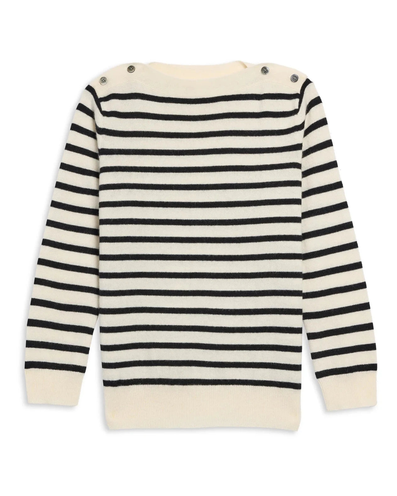 Demylee Jamie Stripe Cashmere Sweater Ivory + Black-Demylee-Thistle Hill