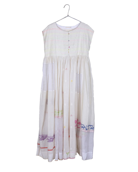 Injiri Jodhpur 49 Ladies Dress White Multi-Injiri-Thistle Hill