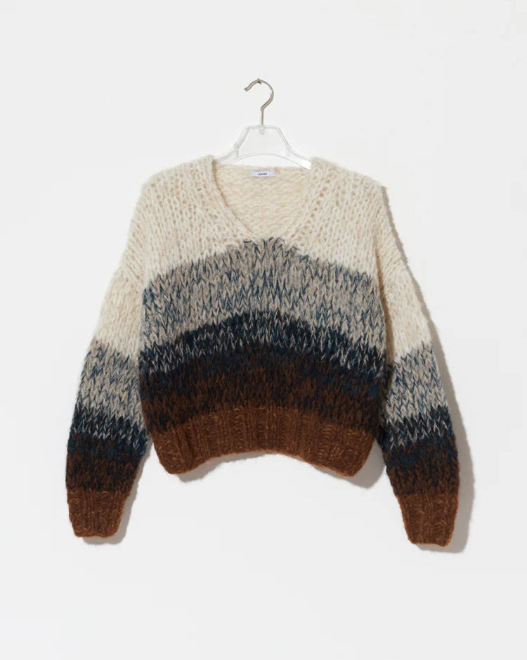 Maiami Alpaca Ombre V-Neck Pullover Brown-Maiami-Thistle Hill
