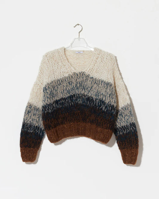 Maiami Alpaca Ombre V-Neck Pullover Brown-Maiami-Thistle Hill