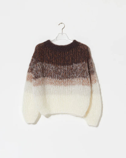 Maiami Mohair Pullover Ombre Brown Creme-Maiami-Thistle Hill