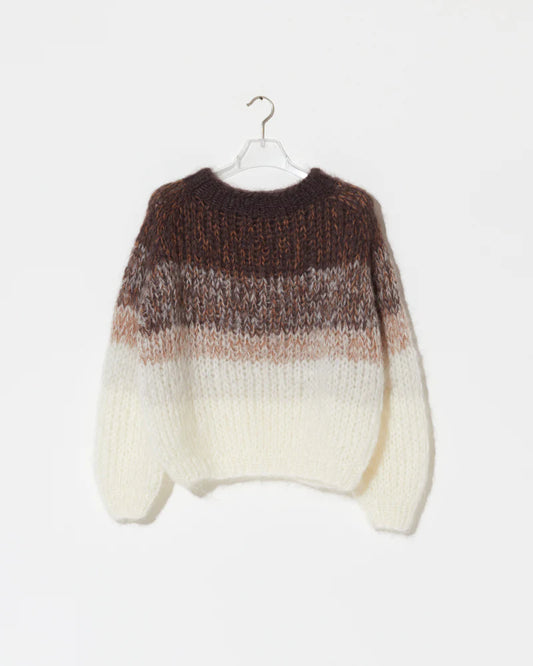Maiami Mohair Pullover Ombre Brown Creme-Maiami-Thistle Hill