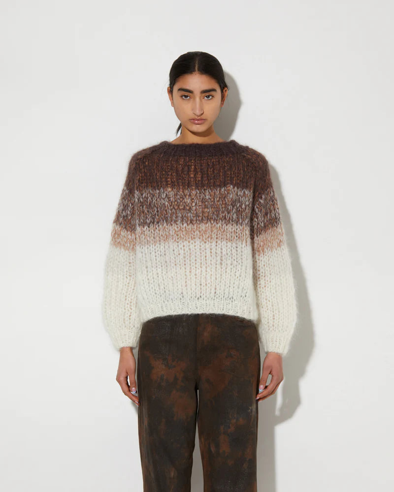Maiami Mohair Pullover Ombre Brown Creme-Maiami-Thistle Hill