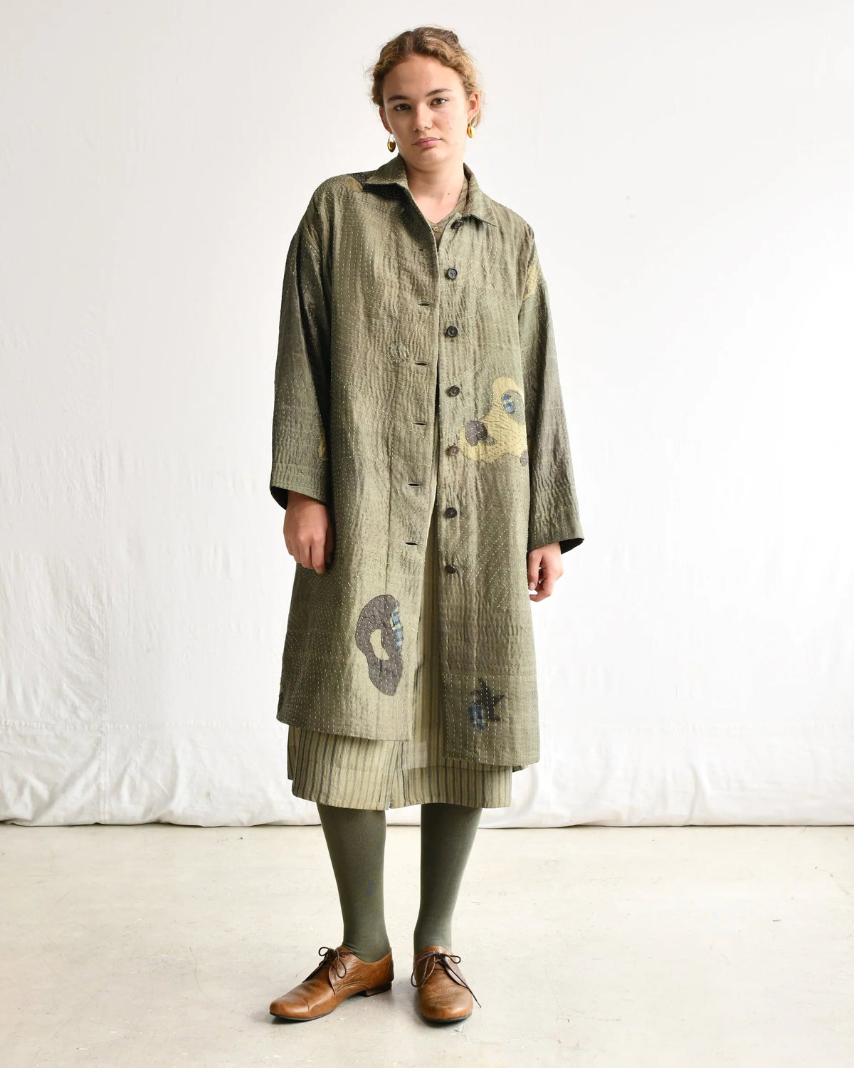 Maku Aves Green Embroidered Olive Jacket-Maku-Thistle Hill