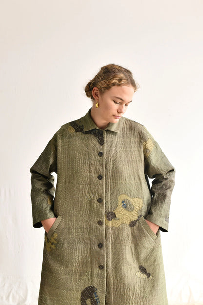 Maku Aves Green Embroidered Olive Jacket-Maku-Thistle Hill