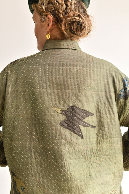 Maku Aves Green Embroidered Olive Jacket-Maku-Thistle Hill