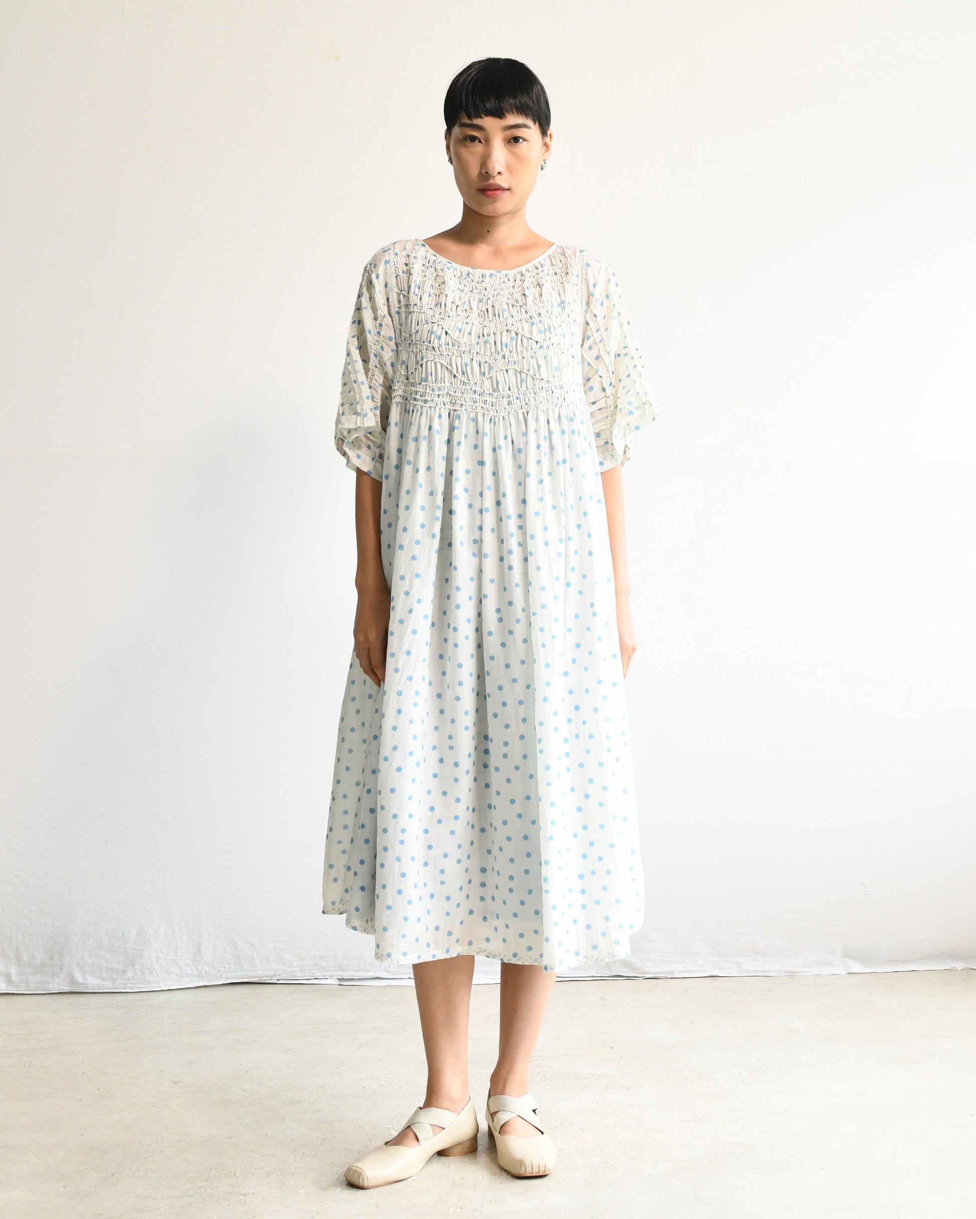 Maku Jurel Handwoven Dress Blue Dots-Maku-Thistle Hill
