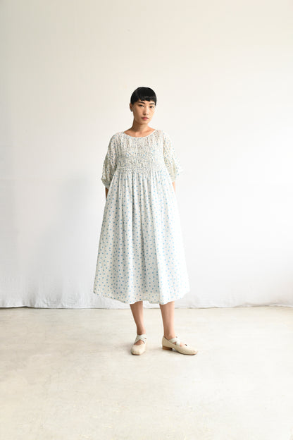 Maku Jurel Handwoven Dress Blue Dots-Maku-Thistle Hill