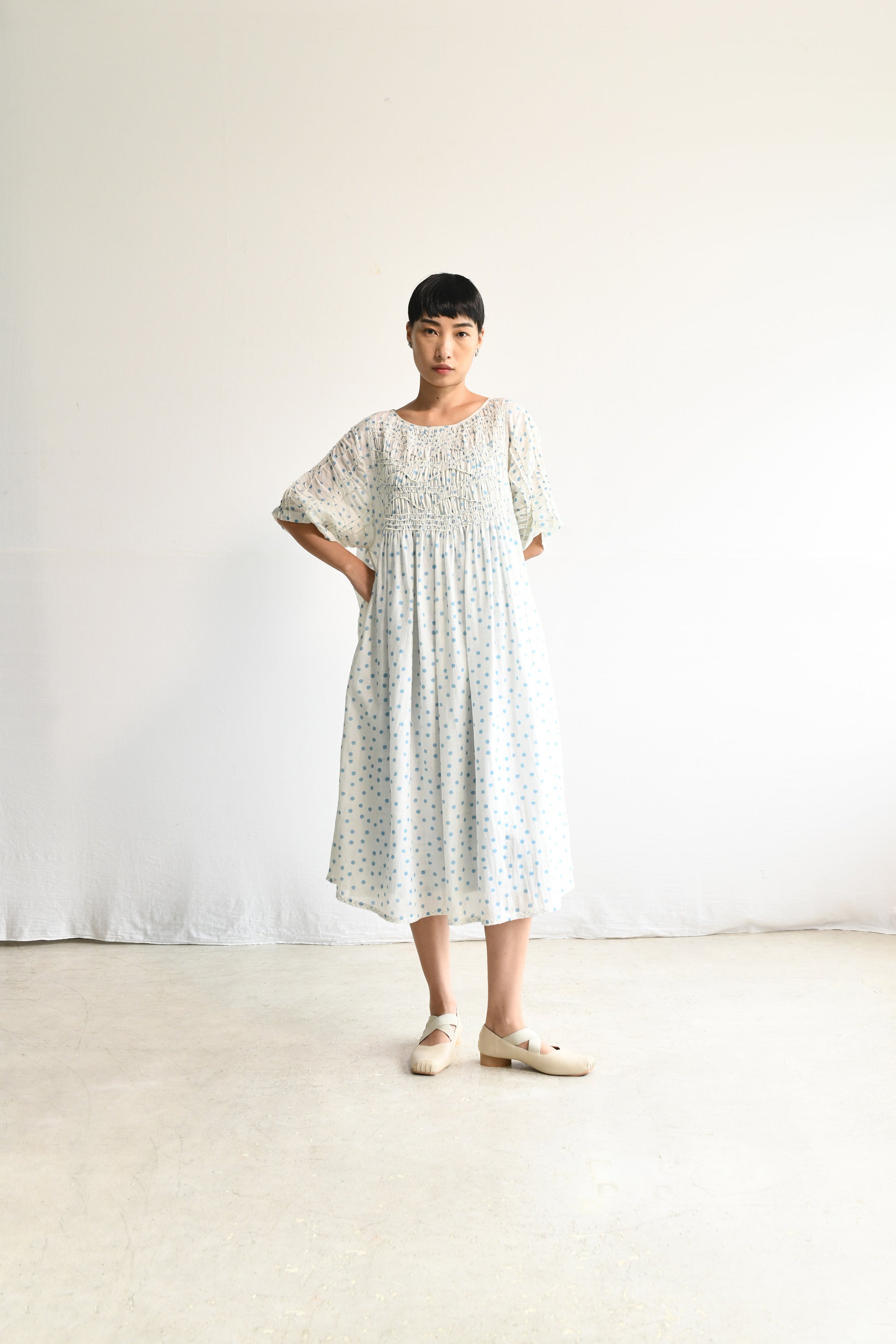 Maku Jurel Handwoven Dress Blue Dots-Maku-Thistle Hill
