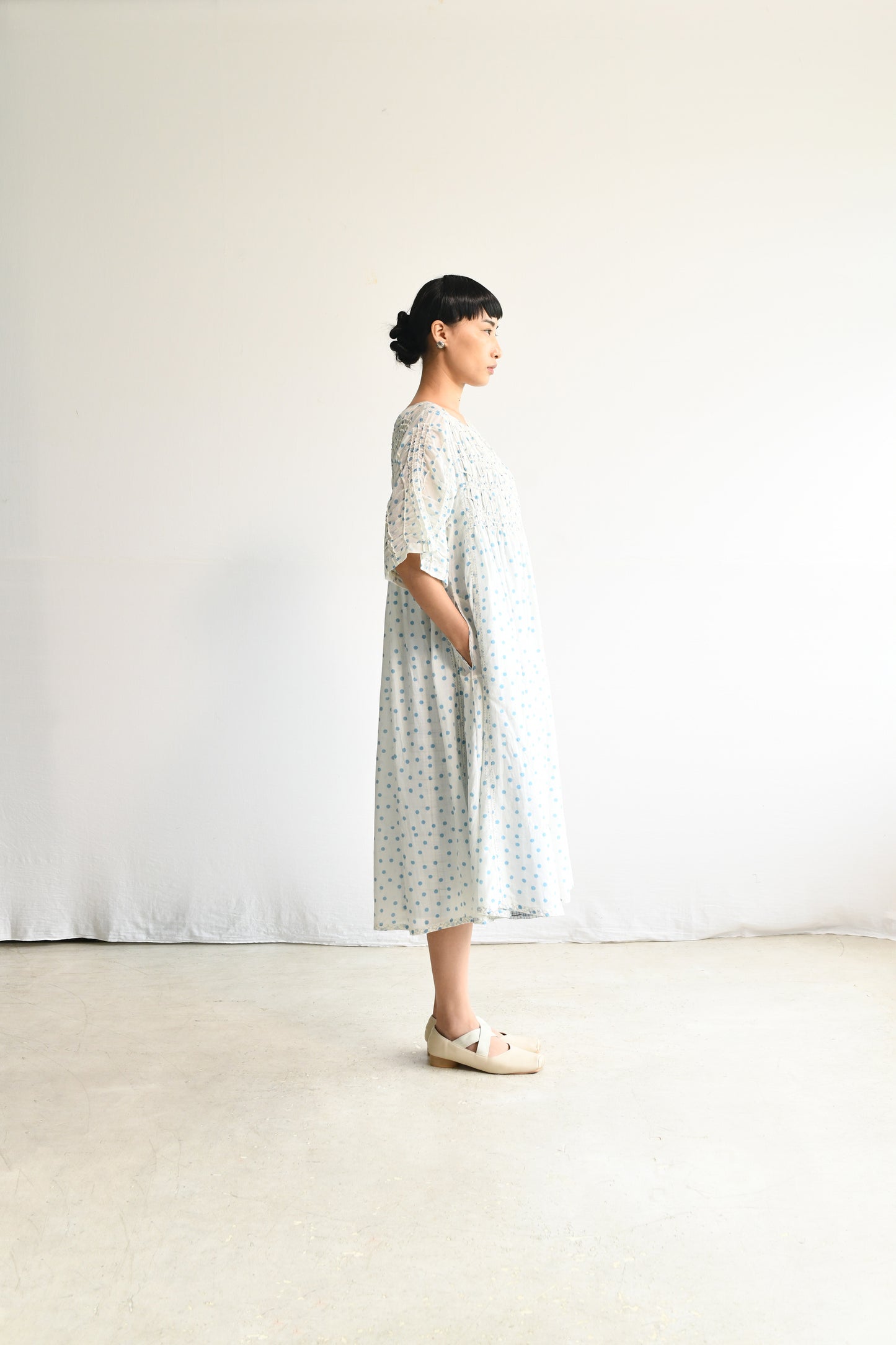 Maku Jurel Handwoven Dress Blue Dots-Maku-Thistle Hill