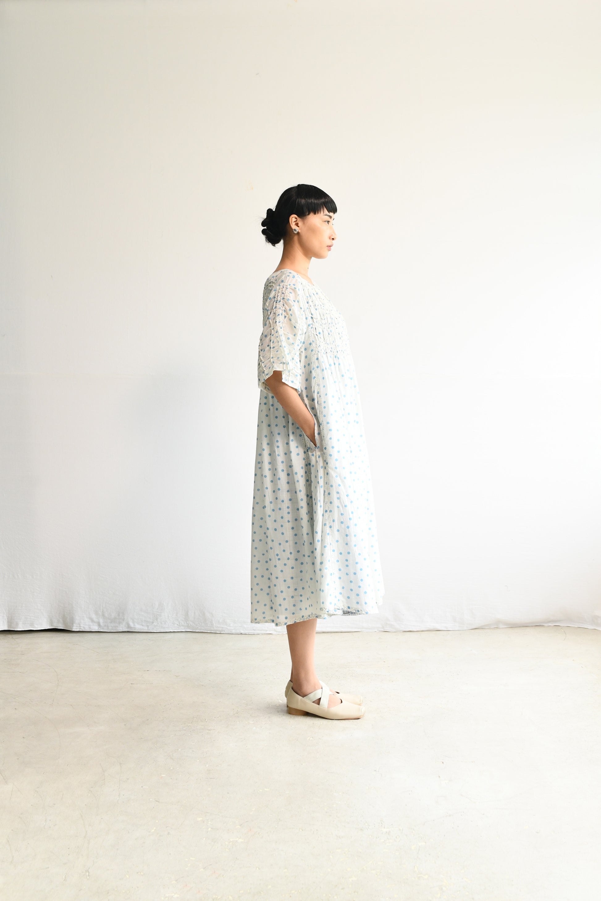 Maku Jurel Handwoven Dress Blue Dots-Maku-Thistle Hill