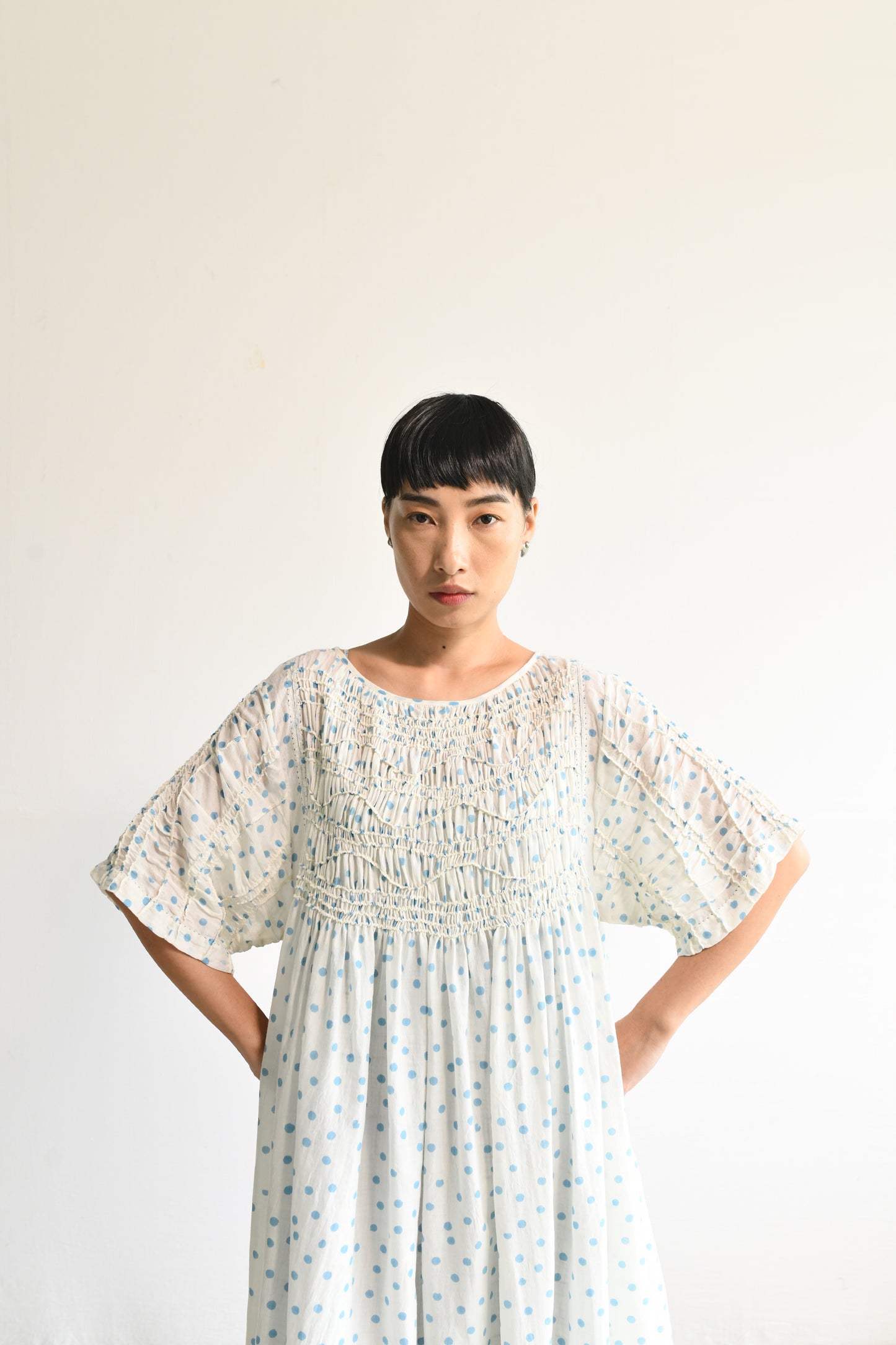 Maku Jurel Handwoven Dress Blue Dots-Maku-Thistle Hill