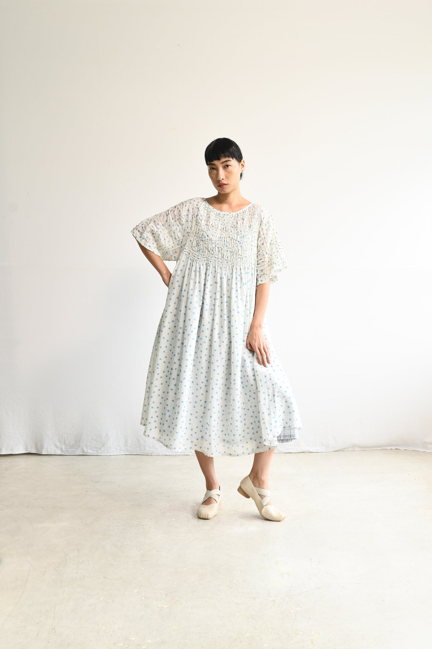 Maku Jurel Handwoven Dress Blue Dots-Maku-Thistle Hill