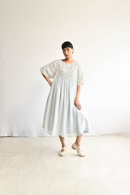 Maku Jurel Handwoven Dress Blue Dots-Maku-Thistle Hill