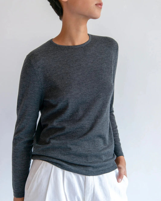 Demylee Maeve Superfine Cashmere Sweater Charcoal Heather-Demylee-Thistle Hill