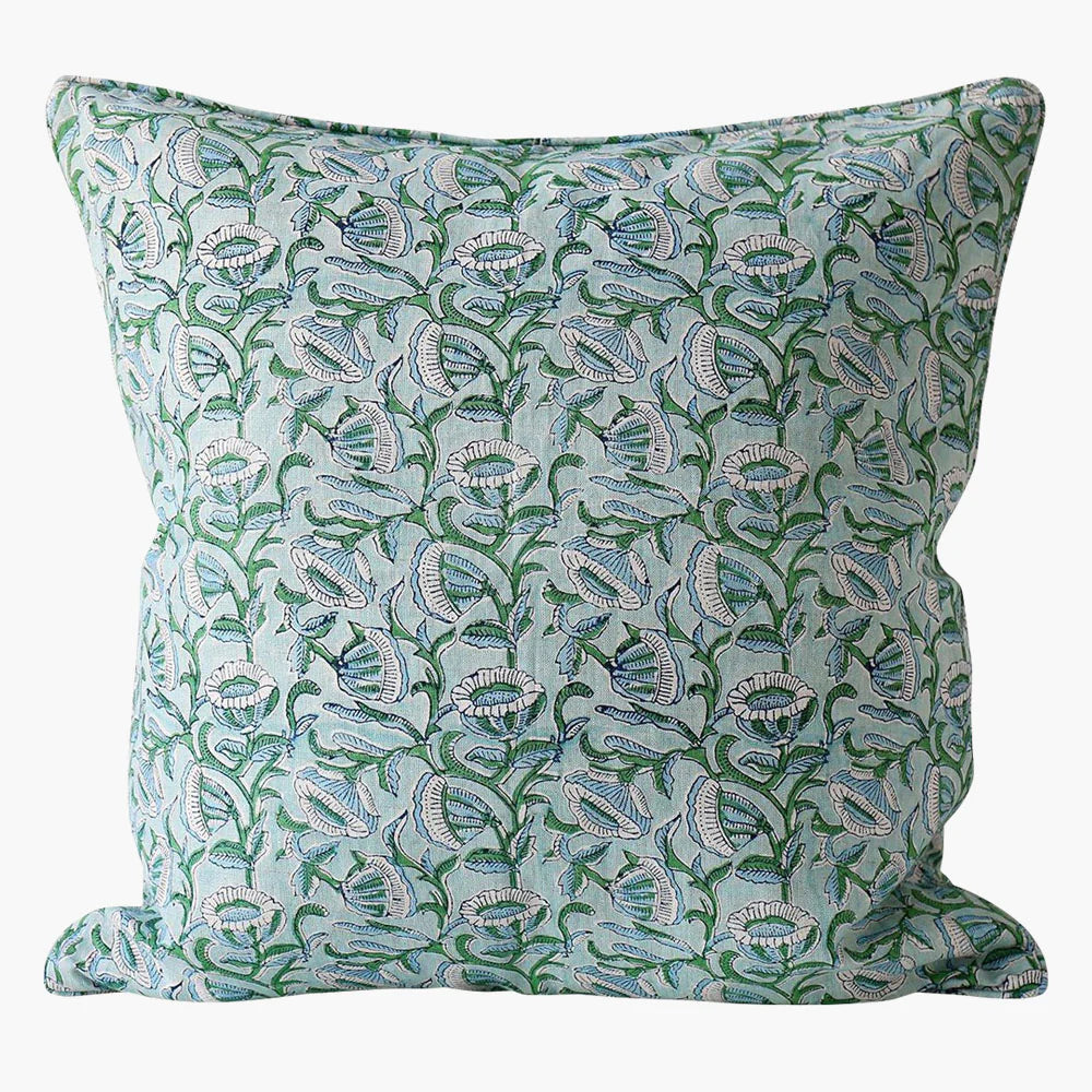 Walter G Marbella Emerald linen cushion
