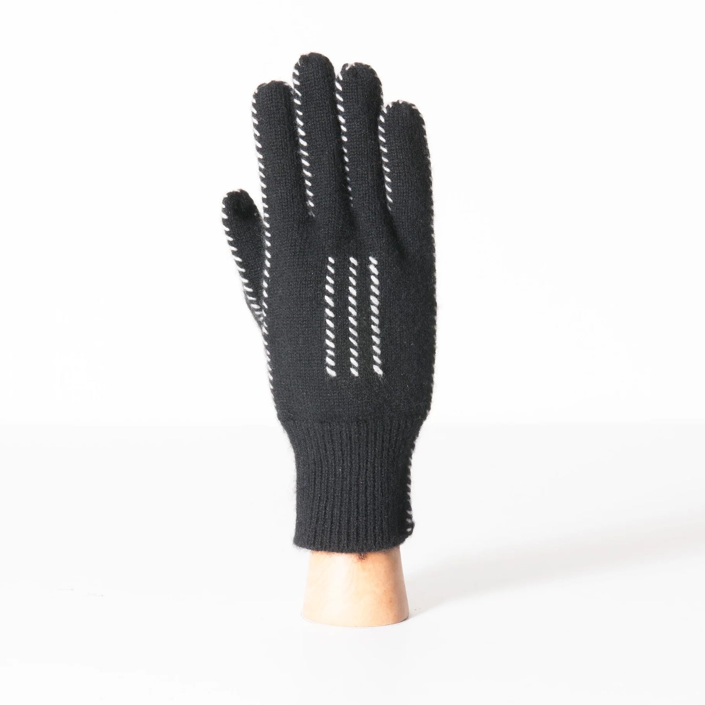 Meg Cohen Cashmere Stitch Gloves Black + Ivory-Meg Cohen-Thistle Hill