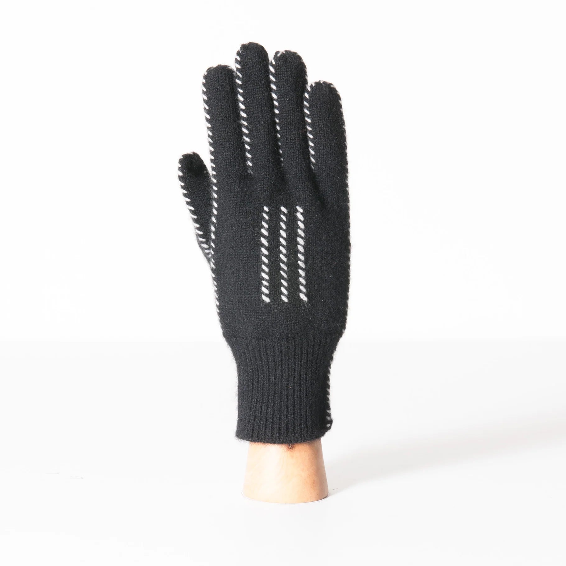 Meg Cohen Cashmere Stitch Gloves Black + Ivory-Meg Cohen-Thistle Hill