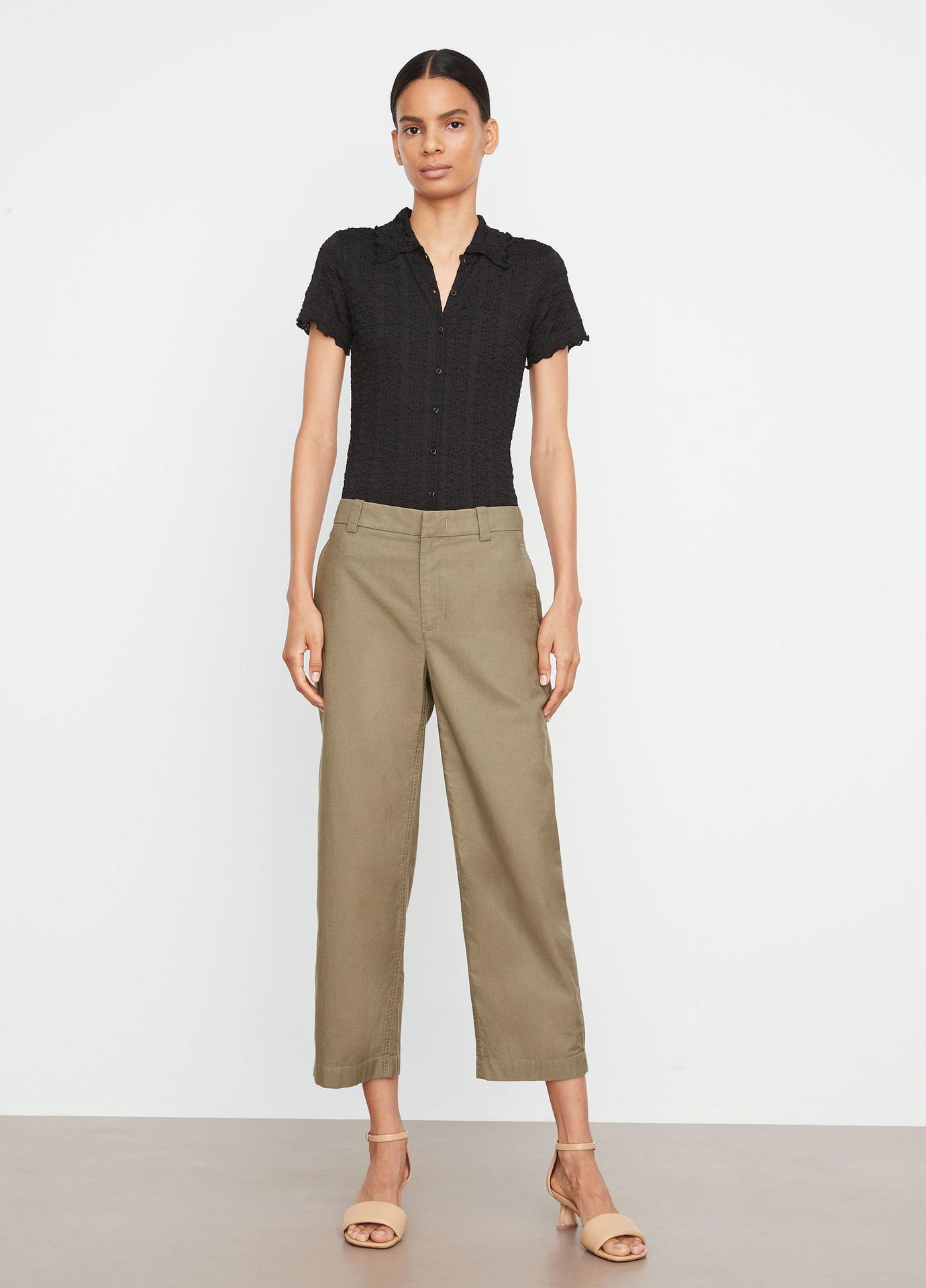 Vince Mid Rise Washed Cotton Crop Pant Olive-Vince-Thistle Hill