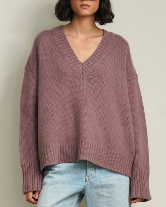 Sablyn Nylah Slouchy V-Neck Pullover Dusty Violet-Sablyn-Thistle Hill