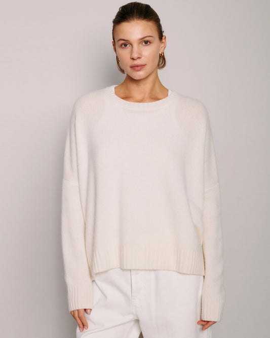 Organic by John Patrick Cashmere Wide Pullover Off White