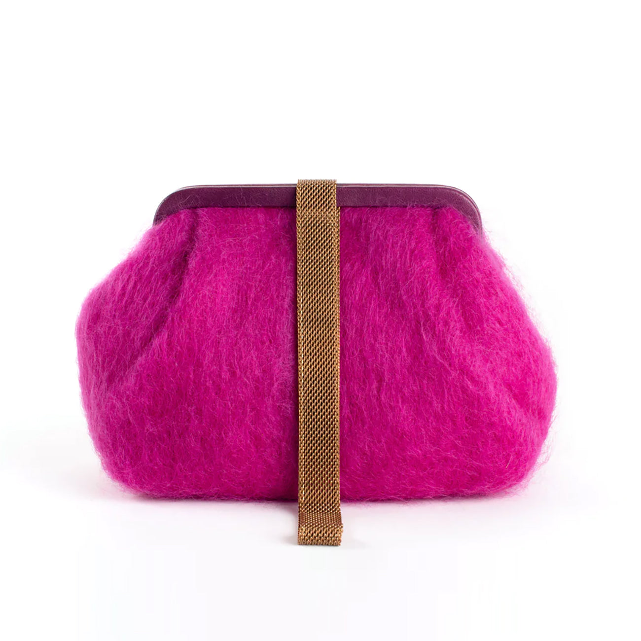 Marian Paquette Susan Mohair Clutch with Vintage Chain Fuchsia-Marian Paquette-Thistle Hill