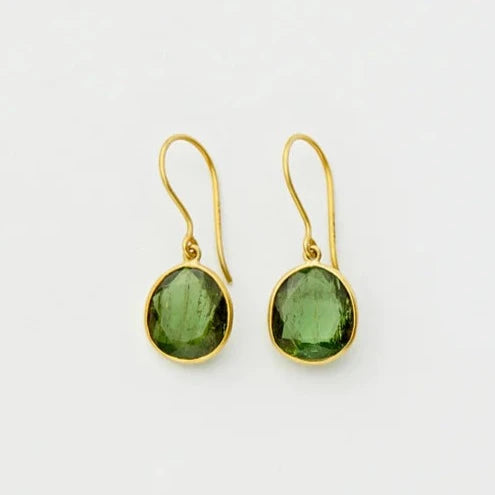 Pippa Small 18kt Gold Iris Single Drop Earrings Green Tourmaline
