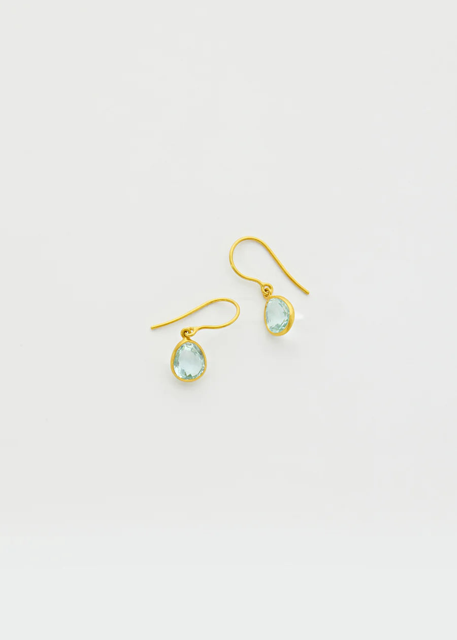 Pippa Small 18kt Gold Iris Single Drop Earrings Aquamarine