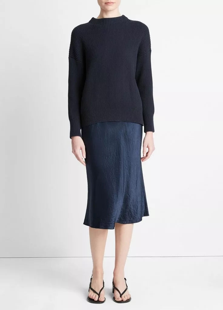 Vince Ribbed Funnel Knit Navy