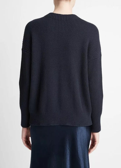 Vince Ribbed Funnel Knit Navy