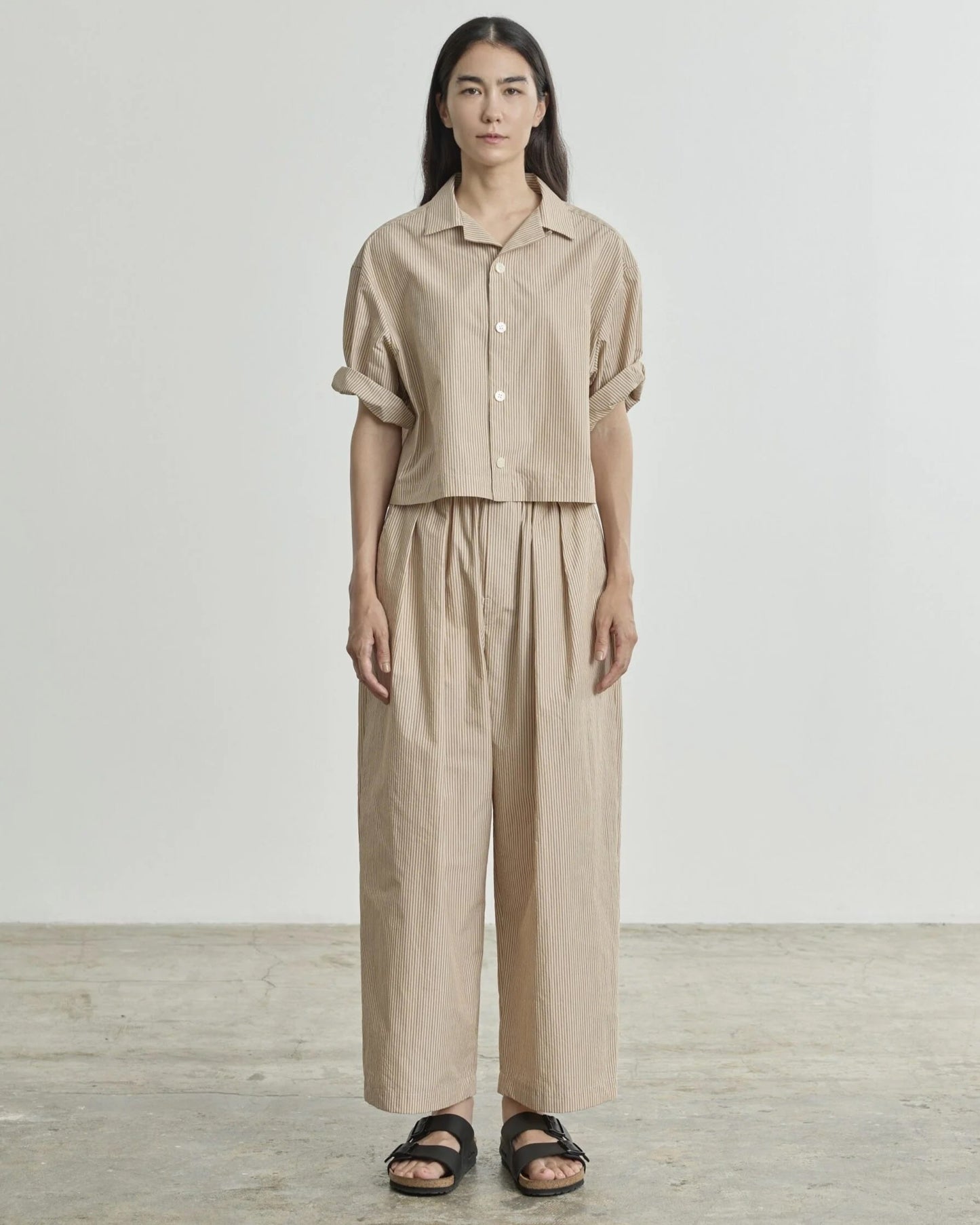 Nicholson & Nicholson Roma Top Beige Stripe-Nicholson & Nicholson-Thistle Hill