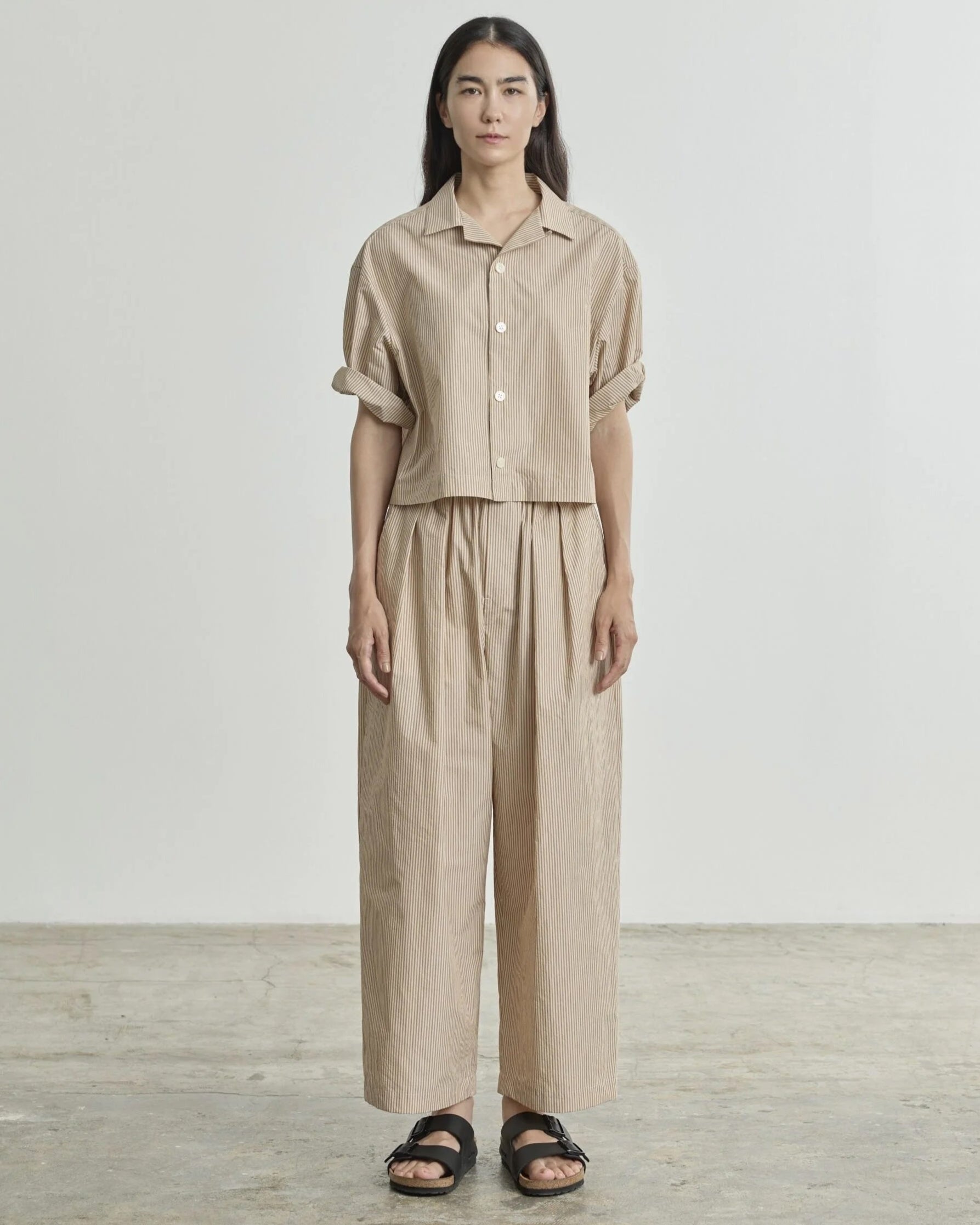 Nicholson & Nicholson Roma Top Beige Stripe-Nicholson & Nicholson-Thistle Hill