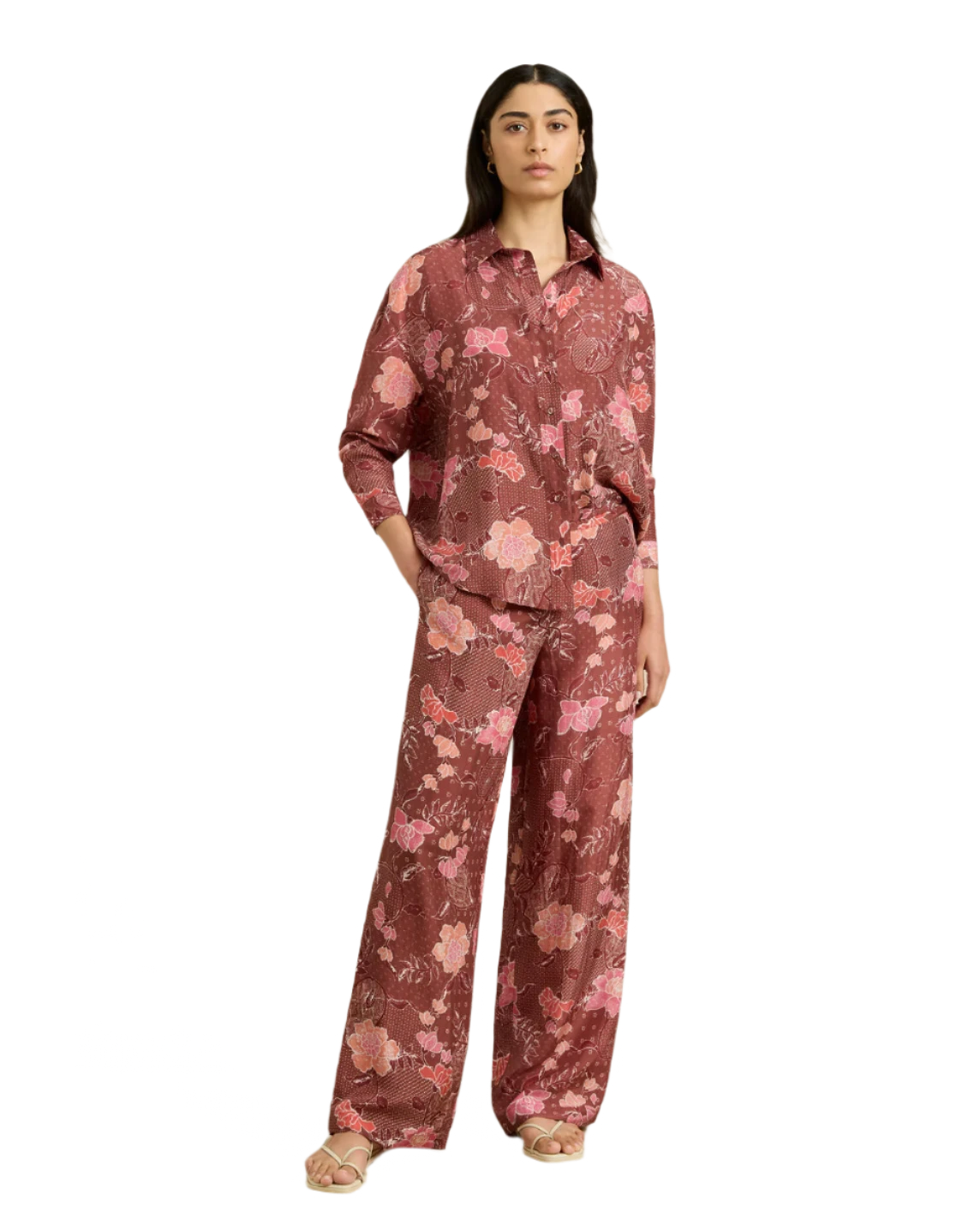 Hannah Art Wear Azra Pant Bloom Burgundy-Hannah Art Wear-Thistle Hill