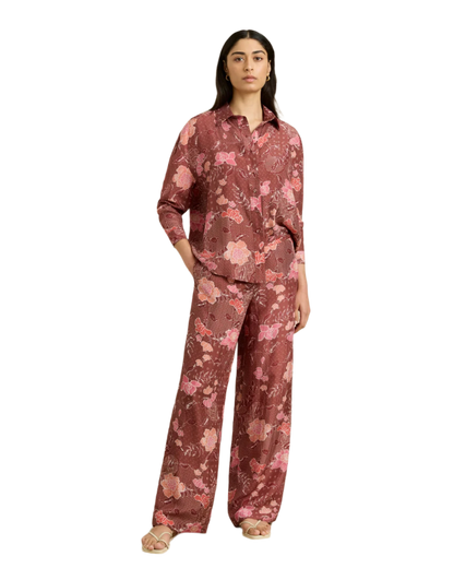 Hannah Art Wear Azra Pant Bloom Burgundy-Hannah Art Wear-Thistle Hill