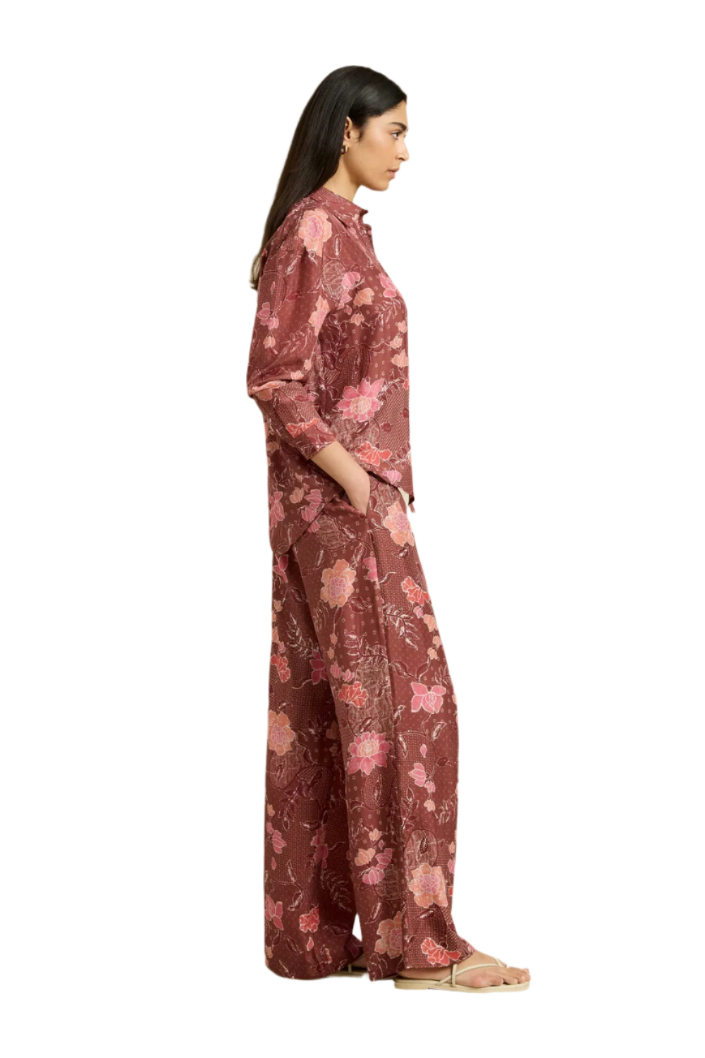 Hannah Art Wear Azra Pant Bloom Burgundy-Hannah Art Wear-Thistle Hill